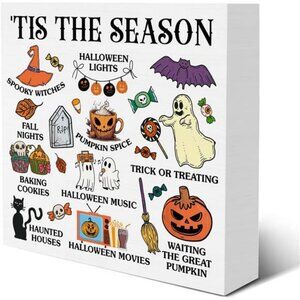 Halloween Sign Tis the Season Halloween Wooden Sign Witchy Spooky Decorations